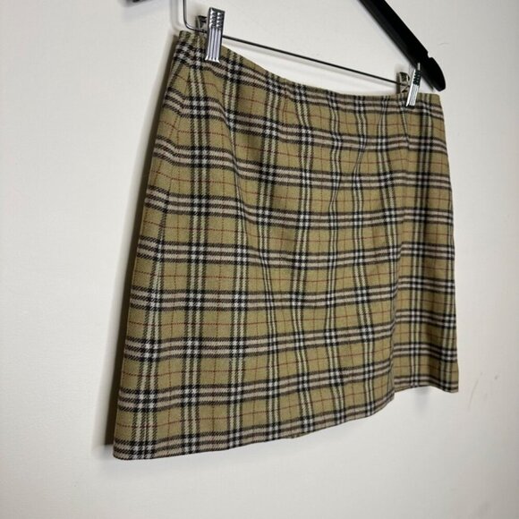 Vintage Roots Y2K Academia Plaid Mustard Preppy Wool Blend Mini Skirt Size 8 - Picture 3 of 11
